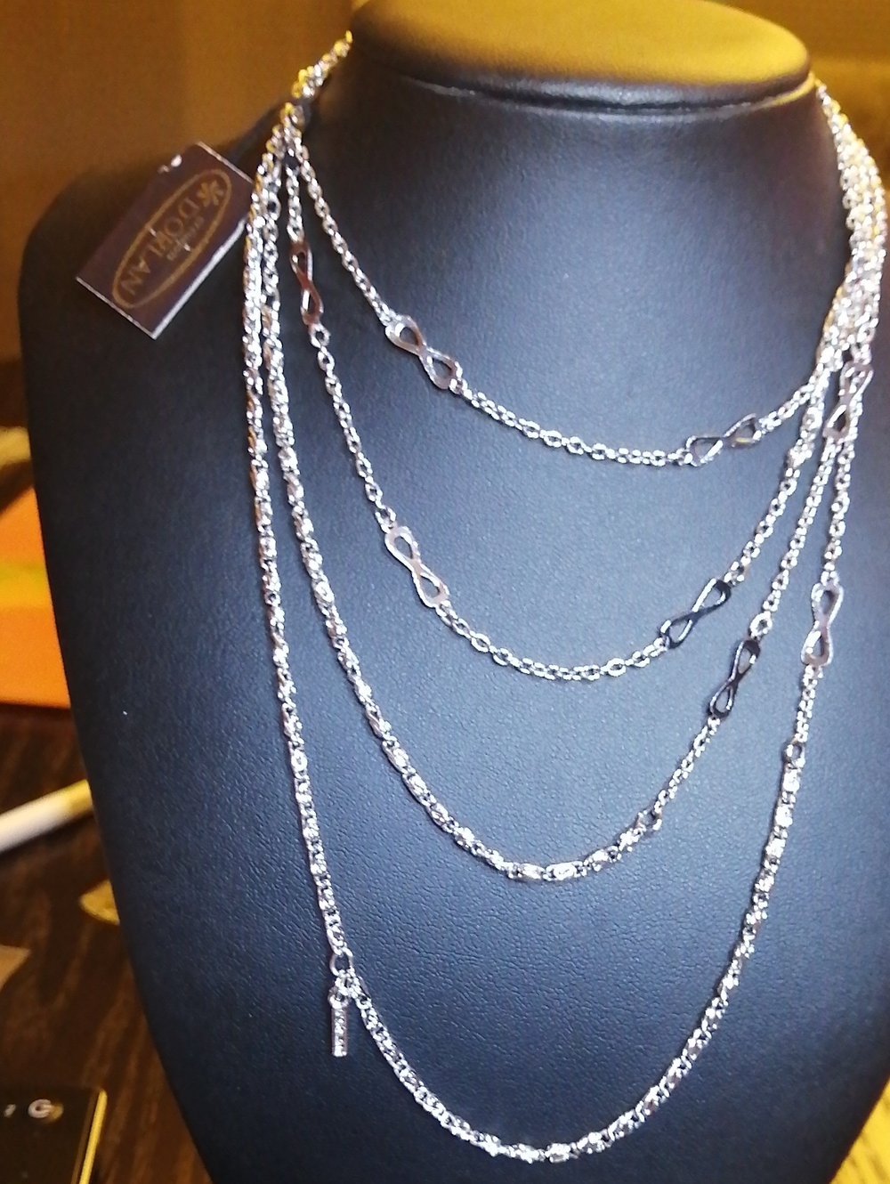 Vintage D'orlan Silver Tone Infinity Necklace 59" Long. New With Tag